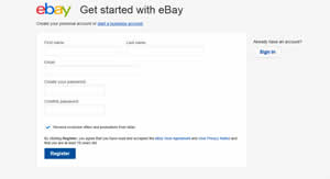 ebay登録画面